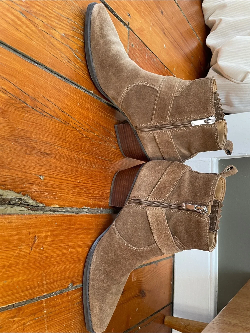 Marc Fisher LTD Women's Tan Suede Ankle Booties with Ring Strap Detail